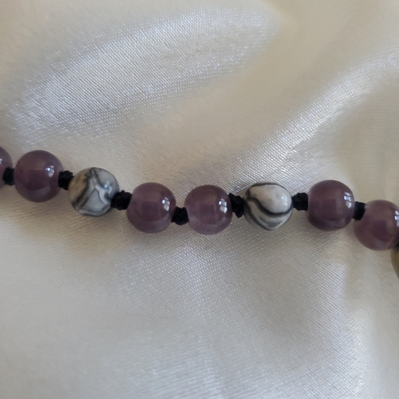 Extra Long Convertible Beaded Tassel Necklace 58 inches Purple Gray Blac… - Picture 6 of 8